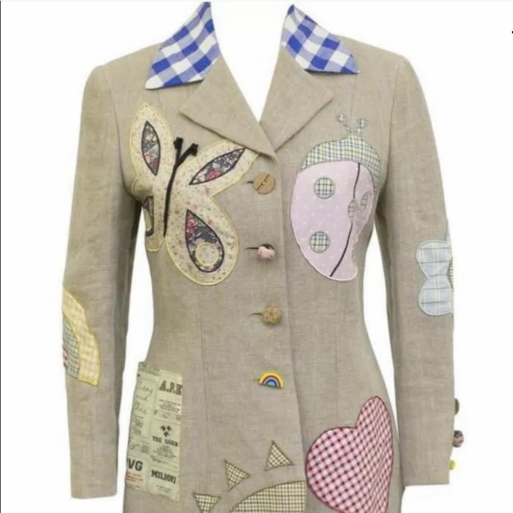 MOSCHINO Cheap&Chic Linen Blazer Appliqué/Fun Btns